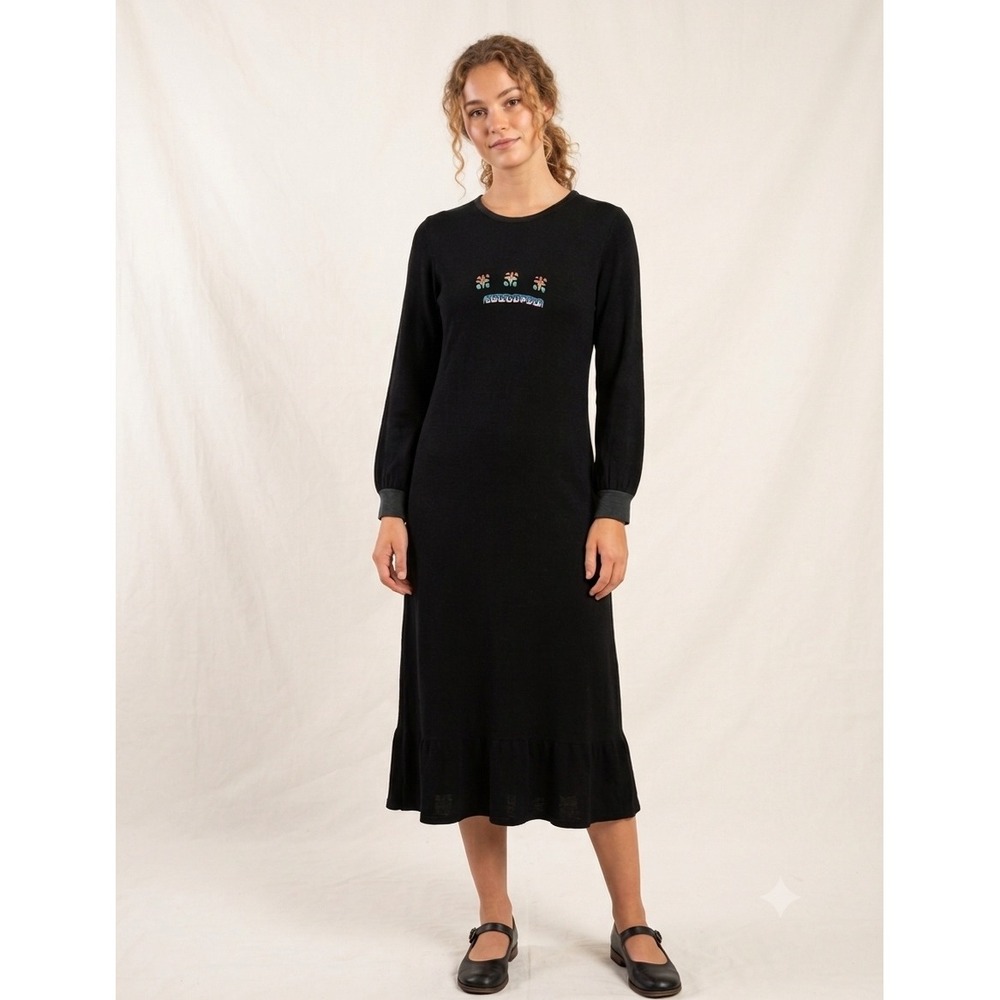 Blue Cactus Vtg Maxi Dress Womens L Black Excellent